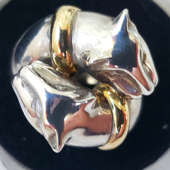18K Gold Vintage 3PC Panther Ring & Earrings